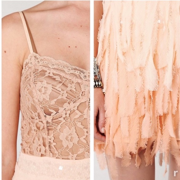 Free People Lace Sequined Ombré Feather Dress - Picture 3 of 9